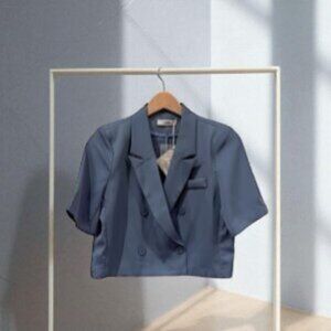 NWT J.ING Jing Lightweight Short Sleeve Blazer Jacket Top Shoulder Pads